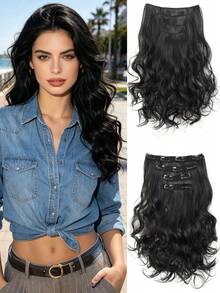 4 piezas Extensiones de cabello rizadas de 16 pulgadas con clip, peluca corta rizada invisible natural, adecuada para mujeres - Multicolor - Ver 11