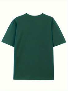 Men's Cotton T-Shirt With Vintage Style And Creative French Fries Print - Casual Round Neck, Short Sleeve For Summer - Dark Green - View 2