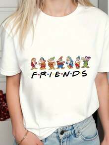 Women's Y2K Retro  And The Seven Dwarfs T-Shirt - Officially Licensed Short Sleeve T-Shirt Featuring , Doc, Grumpy, Happy, Sleepy, Bashful, Sneezy And Dopey - Soft 95% Cotton / 5% Spandex For Casual And Themed Outfits - 白色 - 查看 1
