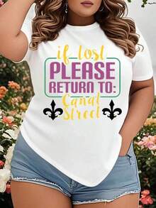 If Lost, Please Return To Canal Street. Women's Mardi Gras T-Shirt, Plus Size, Casual Top, Festival Wear, New Orleans Party Outfit. - 白色 - 查看 7