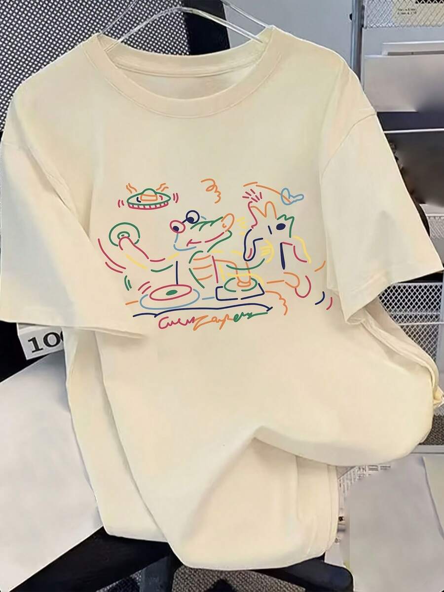 playeras de mujerWomen's Pure T-Shirt - Loose Fit Casual Everyday Top with Round Neck - Soft Breathable Tee for Women & Teens - All-Season Everyday Essential Wardrobe Staple, Relaxed Outfit, Playful Print, Comfortable Material, Short Sleeve Shirt, Clothingblusas casuales para dama - Albaricoque - Ver 1