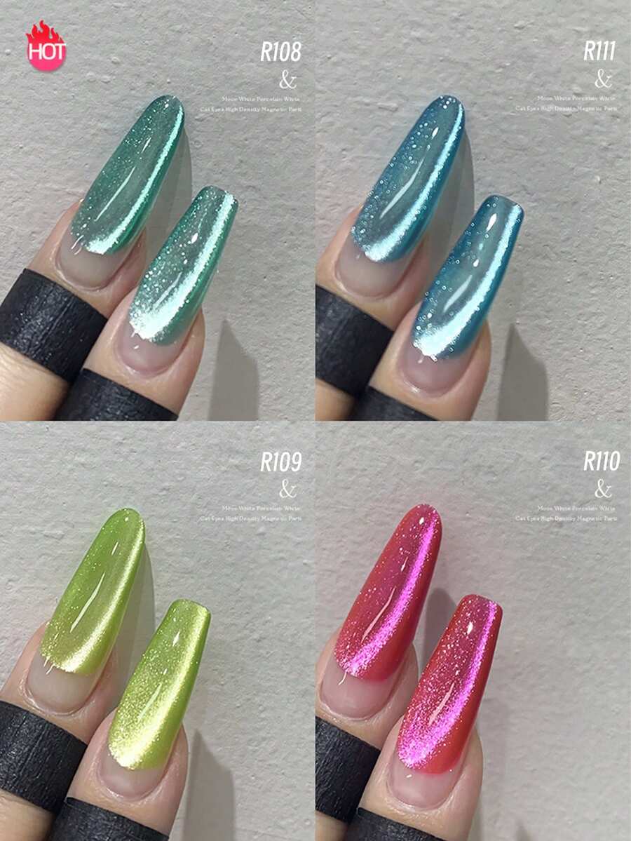 MISSMONDAY 15ml Summer Dopamine Series Cat Eye Nail Polish Gel, Coarse Pink Glitter Cat Eye, LED, Travel-Friendly, Gift For Women And Girls, Home DIY Nail Salon