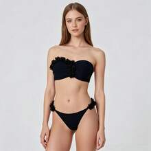 Women's Sexy Red Bikini Swimsuit 2026, Strapless Bandeau Design - Two Piece Beach Set - 拼色 - 查看 9