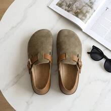 Zapatos para Mujer Suecos Planos con Hebilla de PU Zapatos Cómodos de Mujer Flats de Dama Estilo Casual - Verde - Ver 8