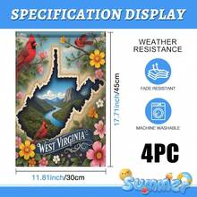 1PC West Virginia State Garden Flag Cardinal Bird Decorative Outdoor Flag Mountain River Scenic Floral Yard Banner Double Sided Weather Resistant Lawn Patio Decor For Seasonal Holiday Home Porch Outsid - Nhiều màu - Xem 13