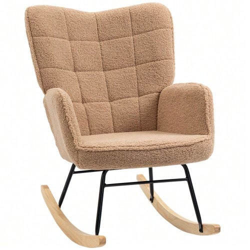 Rocking Chair, Occasional Chair, Recliner In Faux Leather, For Bedroom, Up To 120 Kg, Brown - Brown - View 1