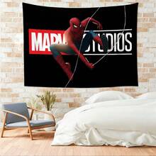 1pc Spider-Man Happy Birthday Backdrop Marvel Superhero Boy Party Decoration Cartoon Photography Background Indoor Holiday Gathering Scene Layout Cake Table Wall Tapestry Anime Fan Birthday Party Props Wall Hanging Decor - 多色 - 查看 6