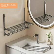 1pc Musurjoy Stainless Steel Towel Rack, Casual Style Wall-Mounted, Multi-Layer Design, No Drilling Installation, Strong Load-Bearing Capacity, Suitable For Bathroom Kitchen Storage, Applicable To Various Wall Surfaces, Towel Rack - Multicolor - View 5