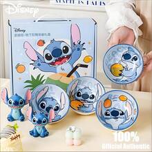 Disney 迪士尼官方正品史迪奇陶瓷饭碗卡通可爱餐具套装精美礼盒装家用汤碗礼盒史迪奇Siya 4.5“嘉禾饭碗4款混装礼盒套装 - 彩色 - 查看 1