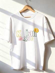 Cute Spring Style Short Sleeve T-Shirt, Fashionable Short Sleeve T-Shirt For Spring And Summer 2026, Made In Mexico, 180 Grams. Cartoon Print, Couple Design, Suitable For Indoor Or Outdoor Wear. Crew Neck, Unisex, Ideal For Office And Leisure. One-Piece Pack. - WH-P631577SLNDXZGY591 - 查看 1