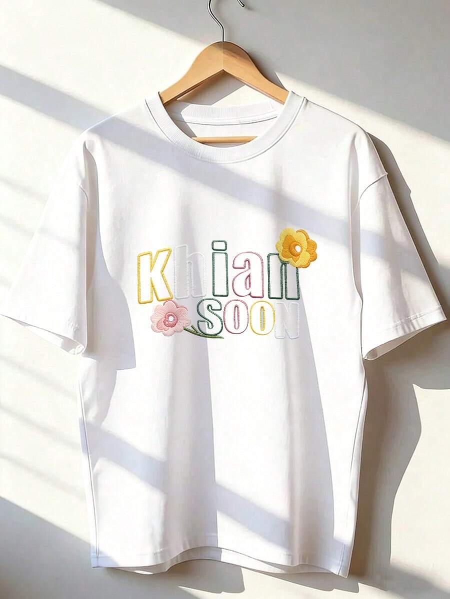 Cute Spring Style Short Sleeve T-Shirt, Fashionable Short Sleeve T-Shirt For Spring And Summer 2026, Made In Mexico, 180 Grams. Cartoon Print, Couple Design, Suitable For Indoor Or Outdoor Wear. Crew Neck, Unisex, Ideal For Office And Leisure. One-Piece Pack. - WH-P631577SLNDXZGY591 - 查看 1