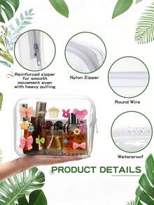 高品质PVC拉链旅行收纳包 - 轻便防褪色化妆洗漱包（适合女性和女孩）| TSA认证便携式化妆包 | 易于擦拭清洁 | 高科技美学 | 现代设计 | 防褪色材质 | 旅行必备 | 度假必备 | 学生化妆包 | 邮轮旅行必备 | 男士洗漱包 - 彩色 - 查看 7