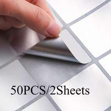 500/250/125/50/25 Etiquetas reutilizables a prueba de grasa - Notas adhesivas temporales removibles, adecuadas para organizar cajas de almacenamiento, mudanzas, uso en oficina y hogar, carpetas de archivo y etiquetado de muestras, marcadores de uso múltiple - Plateado - Ver 6