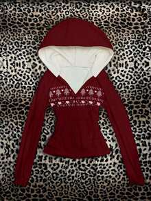 Sudadera con capucha ajustada y versátil con bordado para mujer - Multicolor 2 - Ver 8
