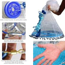 Easy Throw Hand Cast Fishing Net, Durable Nylon Monofilament Cast Net With Flying Disc & Lead Sinkers, Wear‑Resistant And Tear‑Proof,Portable Hand Throw Fishing Net For Freshwater Saltwater,Outdoor Fishing,Convenient Carrying And Storage - White - View 4