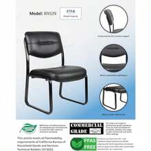 Boss B9539 Leather Sled Base Side Chair - Negro - Ver 4