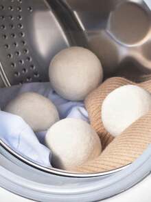 3/6pcs 5cm Natural Wool Dryer Balls, Reduce Static, Soften Fabrics, Provide Clothing Care, Pure White Pattern, Household Essential - White - View 7