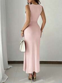 YHHRafferiza Vestido elegante de fiesta con cuentas sin mangas para mujer, vestido de noche largo de verano para eventos formalesYHH - Rosa - Ver 2