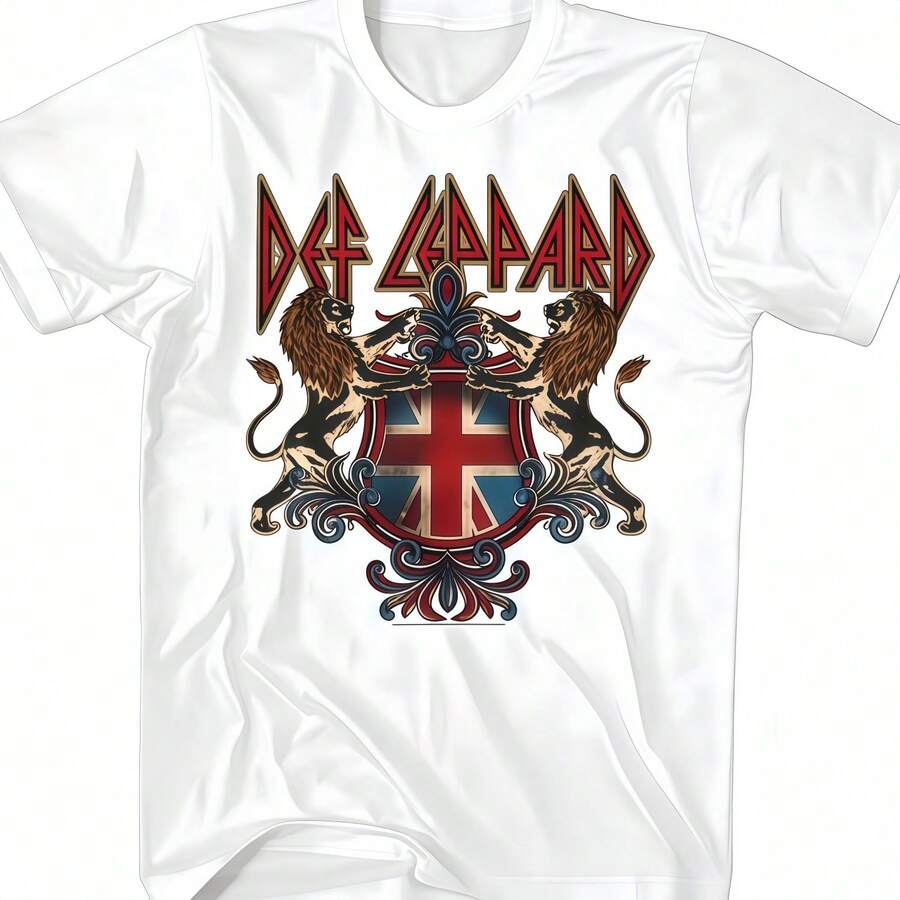 Defs Leppards 80's Metal Band Rock N Roll Defs Crests Camiseta para adultos - Blanco - Ver 1