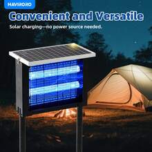 HAVIRORO Powerful Large Solar Bug Zapper Outdoor For 2000Sq.Ft, Poartable Rechargeable Mosquito Zapper With High Powered, Cordless Solar Fly Zapper For Patio Garden Backyard RV Camping Pond Pest Control - Black - View 4