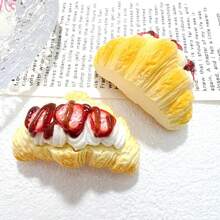 1pc/3pcs Realistic Food Toy, Croissant Cream Filled Bun Resin Accessory, DIY Phone Charm Decor - Multicolor - View 7