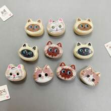 2/5/10pcs Cute Cat Head Refrigerator Stickers, Resin Cartoon Refrigerator Magnets, Creative Gifts, Suitable For Storage Cabinets, Can Be Decorated In Kitchens, Office Whiteboards, Home Decor, Room Decoration - Multicolor - View 4