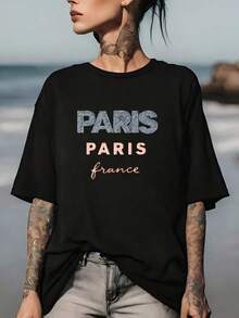Paris Adventure 200g T-Shirt – A  French-Style T-Shirt, Perfect For Family Outings, Corporate Gifts, And Holiday Celebrations: A Great Choice For Memorial Day Festivities And Team-Building Events! A Universal Basic Style. - 黑色 - 查看 7