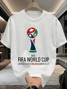 100% Cotton T-Shirt With Mexico 2026 Soccer Theme,  Culture Print, National Pride Style, Soft Classic Fit, Ideal For Watching Games And Traveling, Machine Washable. - 白色 - 查看 1