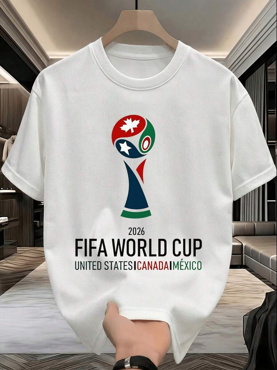 100% Cotton T-Shirt With Mexico 2026 Soccer Theme,  Culture Print, National Pride Style, Soft Classic Fit, Ideal For Watching Games And Traveling, Machine Washable. - 白色 - 查看 1