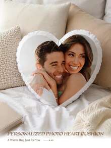 Customized Photo Heart Shaped Throw Pillow - Print Your Romantic Moments, Personalize With Your Favorite Photos Of Actors, Pets, Singers Or Idols, DIY Photo Heart Pillow, Unique Design, Romantic Home Decor | Interesting Design | Decorative Cushion - Upload Picture Customization - View 3