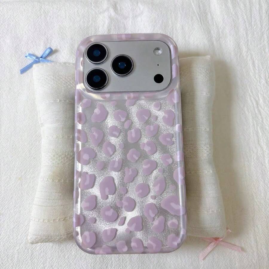 Casing Ponsel Mewah Motif Leopard & Cangkang, Cocok untuk iPhone 17 Pro Max, 17 Pro, 17 Air, 17, 16, 15, 14 Plus, 13, 12 Pro Max, 11, Pelindung Belakang Anti Jatuh yang Modis - Dusty Purple - View 1