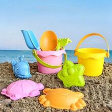 Juego de juguetes de playa para niños, juego de agua y pala para arena, cubo de playa, herramienta de excavación de arena, cubo de plástico, juegos de juguetes de riego - 8 piezas rosas - Ver 2