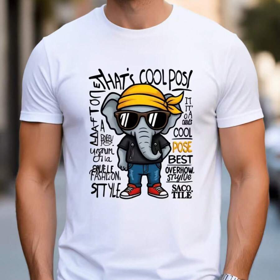 Printed T-Shirt For Men And Women - 白色 - 查看 1
