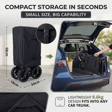 Carrito de mano resistente y carrito de campo plegable con ruedas giratorias de 360°, capacidad de 175 kg, adecuado para exteriores, jardín, camping, picnic, playa, pesca, duradero y resistente carrito de jardín carretilla de mano - A - Ver 4