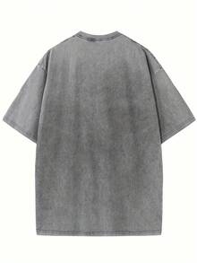 Women's & Men's Vintage T-Shirt 100% Cotton Loose Fit For Men And Women - Soft, Breathable Fabric With Distressed Effect, Casual Crew Neck, Suitable For Casual Wear And Layering, Machine Washable Solid Color T-Shirt - 灰色 - 查看 1