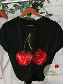 1 pieza -63 VenezuelaS Camiseta Vintage Estampada Talla Grande Cuello Redondo Manga Corta Corte Holgado Regalo Perfecto para Cumpleaños Suave - Negro - Ver 7