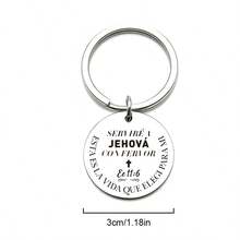 1pc Stainless Steel Inspirational Keychain, Engraved Spanish Scripture, Durable & Elegant, Religious Accessory - Silver - View 10