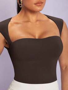Top tank escote corazón unicolor - Café integral - Ver 4