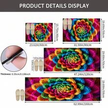 1 pieza Alfombra impresa con patrón floral colorido 2D, Serie de felpudos largos, Adecuado para sala de estar, lavandería, baño, dormitorio, cocina - Multicolor - Ver 10