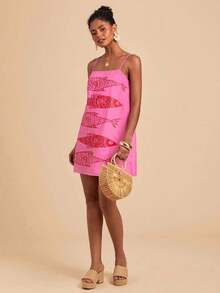 Spring/Summer Vacation Sleeveless Printed Chiffon Mini Dress For Women Vacation Dress,Boho Clothes Women,New Year, Beach Wedding Guest Outfits, Elegant Graduation,Casual Outfits - 多色 5 - 查看 7
