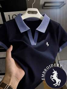 Camiseta de polo de manga corta con cuello de polo y bordado de unicornio, de estilo casual de verano para mujer - Multicolor 2 - Ver 1