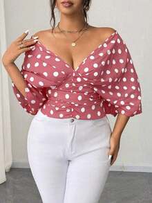 Vestido tipo camisa sin mangas a rayas azul de talla grande, cintura entallada, versátil y elegante - Rosa vieja - Ver 3