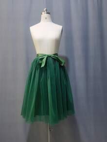 65cm 4-Layer Tulle 1-Layer Lining Petticoat With Decorative Waist Belt - Multicolor - View 20