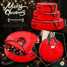 1pc Foldable Christmas Wreath Storage Bag, Portable Waterproof Round Organizer Bag With Handle - Multicolor - View 2