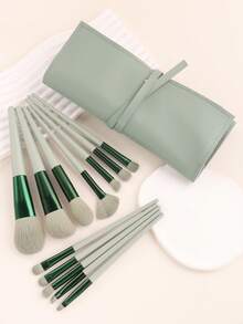 ronshadow Bộ cọ trang điểm 12 món, bao gồm cọ phấn phủ, cọ má hồng, cọ nền, cọ phấn mắt, cọ che khuyết điểm, cọ tạo khối, cọ highlight, cọ tán màu, kèm hộp đựng. - Nhiều màu - Xem 5