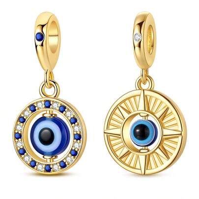 18k Gold Plated Classic Unique Rotating Eye Sun Eye Charms For Bracelets Religious Symbol Decoration Daily Accessories Creative Versatile Women's Fashion Jewelry Gifts Perfect Gift For Celebrating Festivals Bracelets Necklaces DIY Pendant Beads Making