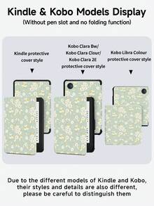 花卉淺綠色雛菊圖案保護殼，適用於 iPad Air 8(M4)2026(11英吋)、Air 4/5 10.9英吋、7/8/9代 10.2英吋，內建筆槽，適用於 Tab S6 10.4英吋、Kindle 第11代(2022/2024)、Kindle Clara 2E、Clara Colour、Clara BW (6英吋) 及 Libra Colour (7英吋)，可愛少女風時尚設計，平板電腦桌面裝飾，生日與節日禮物 - 彩色 - 查看 9