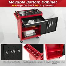 COSTWAY 5-Drawer Tool Chest, 2-In-1 Large Capacity Tool Cabinet With Wheels & Auto-Locking System, Heavy-Duty Metal Rolling Toolbox For Workshop, Warehouse, Garage - A - View 2
