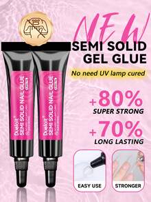 Dueloit 2pcs/1pc New Upgraded Quick-Drying 10g Semi-Solid Nail Glue Suitable For Nail Art Tips No UV Light Needed Long-Lasting Realistic Acrylic Nail Glue Set, Random - Clear - View 5