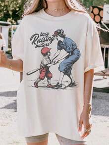 New 2026 Collection: Cotton Baseball Mom T-Shirt, Vintage Baseball Team Mom T-Shirt, Baseball Mom T-Shirt, De-Ball Mom T-Shirt - 白色 - 查看 1